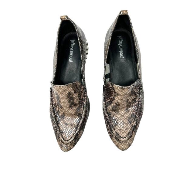 Jeffrey Campbell Barnett Snakeskin Embossed Studded Loafers Size 7 - Picture 7 of 9